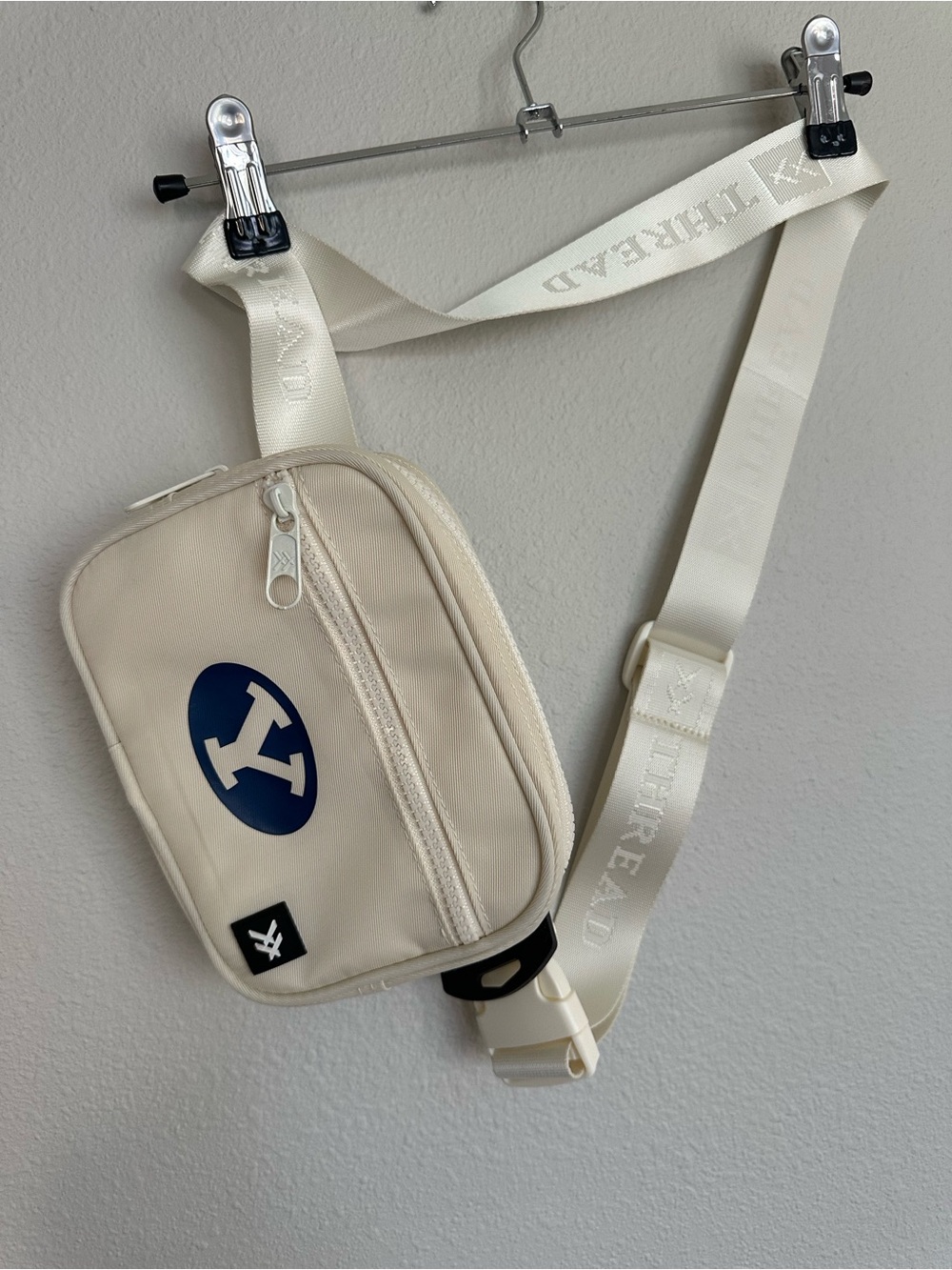 Thread BYU Off-White Cream Crossbody Belt Bag with Branded Strap NWT